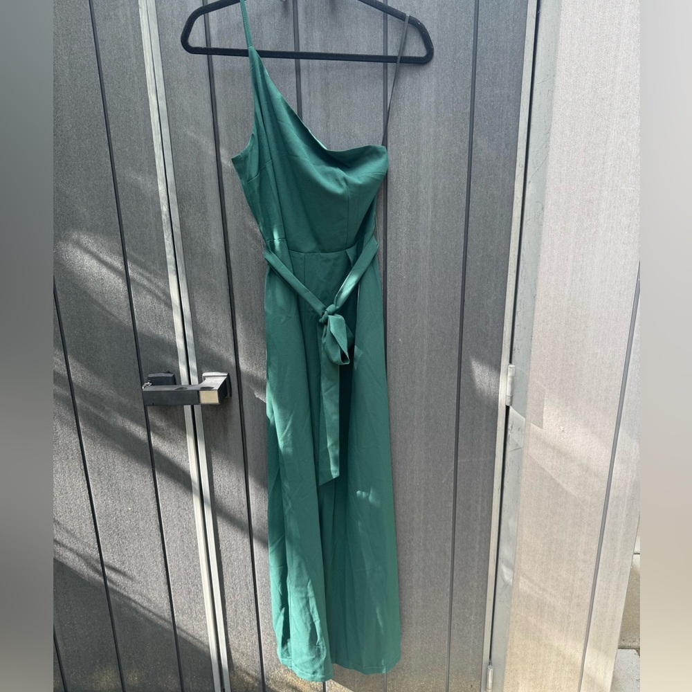 Petal & Pup Green One Shoulder Tie Front Jumpsuit